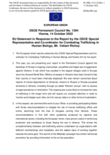Statement by the Czech EU Presidency in response to the report by the Special Representative of the Chairman-in-Office and Co-ordinator for Combating Trafficking in Human Beings, Mr. Valiant Richey