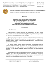 Statement by the Delegation of Armenia in response to the report by the Special Representative of the Chairman-in-Office and Co-ordinator for Combating Trafficking in Human Beings, Mr. Valiant Richey