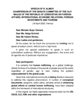 Keynote Address by Ravshanbek Alimov, Chair of the Committee on International Relations and Foreign Economic Relations of the  Senate, Uzbekistan