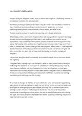 Talking points by Jane Lasonder, Human trafficking survivor, International speaker, author and founder of Red Alert Task Force