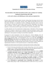 Recommendations of the OSCE Special Representative and Co-ordinator for Combating Trafficking in Human Beings on the need to enhance anti-trafficking prevention amid mass migration flows