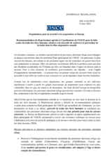 Recommandations du Représentant spécial et Coordinateur de l’OSCE pour la lutte contre la traite des êtres humains relatives à la nécessité de renforcer la prévention de la traite dans les flux migratoires massifs