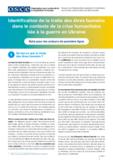 Identification de la traite des êtres humains dans le contexte de la crise humanitaire liée à la guerre en Ukraine - Note pour les acteurs de première ligne