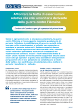 Affrontare la tratta di esseri umani relativa alla crisi umanitaria derivante dalla guerra contro l’Ucraina - Codice di Condotta per gli operatori di prima linea